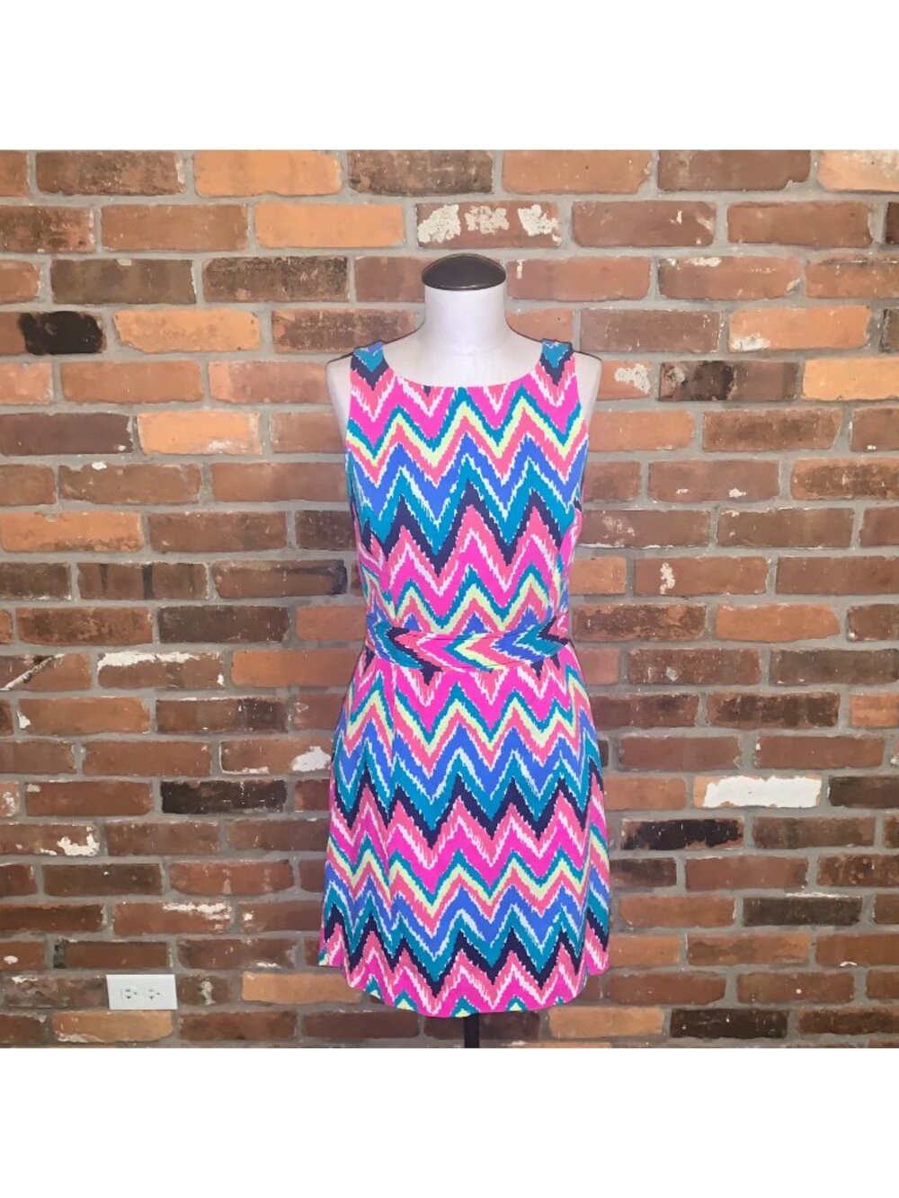 Lilly Pulitzer Kirkland Hearts A Flutter Chevron Print Dress Size 2